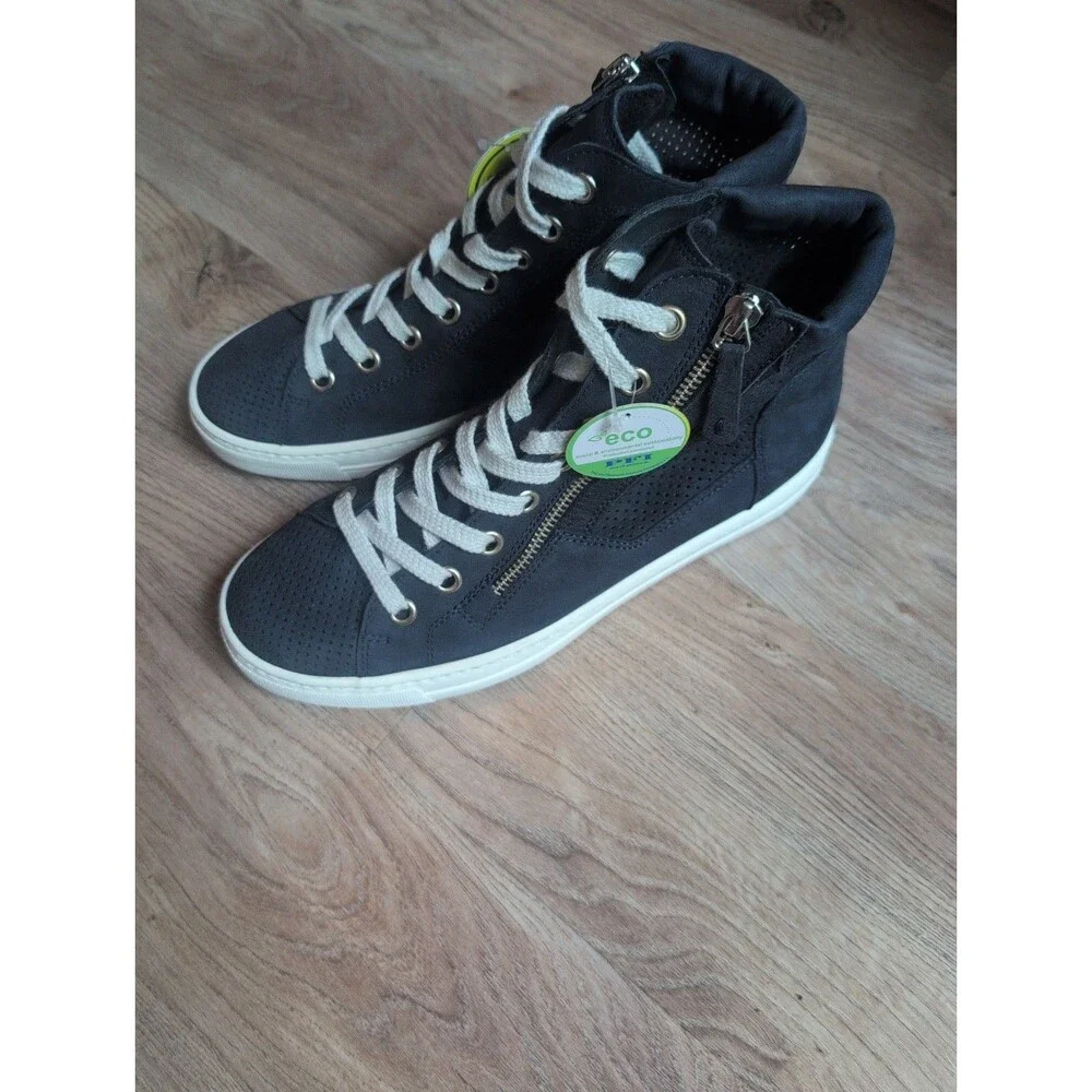 Paul Green Mac High Top Navy Suede Sneakers Womens 7 Lightweight Comfort